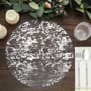 SILVER 10 Round 13" Metallic Foil Polyester Mesh Table PLACEMATS Party Events