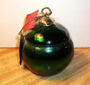 Green Glass Christmas Ball Ornament with Snow Capped Frasier Fir Scented Candle