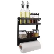 Magnetic Spice Rack Fridge Organizer Paper Towel Holder Kitchen Rustproof Jars