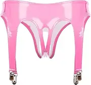 [GRRKDFQ] Women's Sports Underwear with Garter Clips Open Crotch Thong