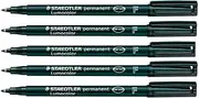 STAEDTLER Lumocolor Fine Permanent Marker Pens - Waterproof Smudge Resistant Quick Dry CD DVD OHP - Black - Pack of 5