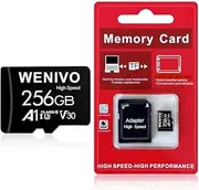 256GB Micro Memory Card Adapter U3 C10 High Speed Flash TF Data Storage Micro Card UHS-I MicroC A1,V30,UHS-I, HD,UHD,4K Video Pro 80mb/s High Speed for Smartphone,Security Camera,Tablet,Drone,DashCam