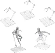 5 Pcs Action Figure Stand, action figure display holder base display your action figures in style for figure model toy doll accessories (transparent white)