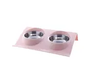 Pet stainless steel double mouth bowl dog bowl oblique mouth rice bowl splash-proof and leak-proof