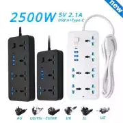 Universal Power Strip Electric Socket 4 6 OUTLETS EU UK US Plug 2500W with Usb