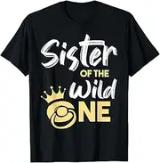 [X.Style] Sister of The Wild One Shirt Family First 1st Baby Birthday ds1028 T-Shirt (S) Black