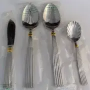 GOLDEN CRESCENDO Reed & Barton 4 Piece Hostess Set NEW NEVER USED Japan 18/8