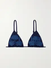 [Johanna Ortiz] Johanna Ortiz - + Net Sustain Enjipai Tasseled Embroidered Recycled Bikini Top - Navy - large large Blue