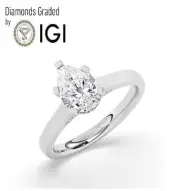Pear Solitaire Labgrown Diamond Engagement Ring Platinum 1.60 Ct