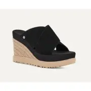 UGG Women's Abbot Slide Black Suede Upper Size 11 NIB 4" Heel Jute Midsole