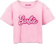 [Barbie] Cropped T-Shirt Womens Ladies Fashion Doll Logo Pink Crop Top