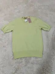 Philosophy Women Top Sweater Round Neck Short Sleeves Medium Lemon Green