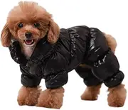 Winter Warm Waterproof Puppy Down Jacket, Lightweight Outdoor Padded Pet Vest, Windproof Snowsuit Cold Weather Apparel Clothes for Small Dogs (Black, XL)