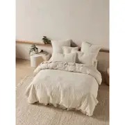 Linen House Majorca Natural Bedroom Cotton Quilt Cover Set with Pillowcase