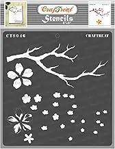 CrafTreat Layered Stencil - Cherry Blossom | Reusable Painting Template for Journal, Notebook, Home Decor, Crafting, DIY Albums, Scrapbook and Printing on Paper, Floor, Wall, Tile, Fabric, Wood 6"X6"
