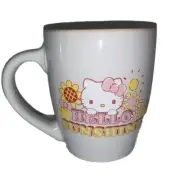 Hello Kitty Hello Sunshine Ceramic Mug Spring Summer White Pink 25 oz