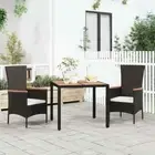 Garden Table with Wooden Top Black Poly Rattan & Solid Wood Acacia vidaXL