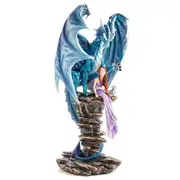 Mystical Worlds Dragon Figurine/Statue Blue Fairy Keeper Decor 20x37.5cm