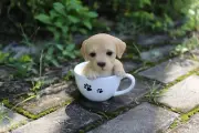 Teacup Labrador Puppy Statue Garden Yard Flowerbed Decor Home Tabletop Display