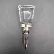 Solid Crystal Clear Glass "D" Initial Monogram Letter Wine Stopper Topper 5"