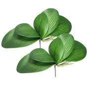 2 Pcs 7.1 Inch Faux Orchid Leaves 5 Petals Artificial Leaf with Stems