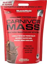 MuscleMeds Carnivor Mass Anabolic Beef Protein Gainer, Chocolate Fudge, 10.7 Pounds