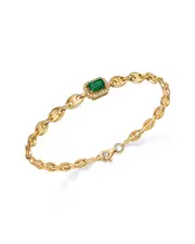 Bloomingdale's Fine Collection Emerald & Diamond Mariner Link Bracelet in 14K Yellow Gold