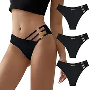 [Evolyline] Women's Underwear Set of 3 Panties & Hipsters Tummy Control Seamless Briefs Multipack Underwear Women Seamless Sexy Bikini Women's Briefs Comfortable Fashion Design Multicoloured S-XL