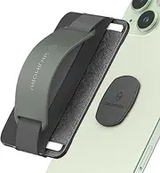 Sinjimoru Detachable Phone Wallet, Phone Card Holder as Phone Stand & iPhone Grip for Wireless Charging, Not for MagSafe. Sinji Mount B-Grip Olive Grey