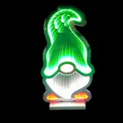 Infinity LED Mirror Light Standing Gnome Green Hat 40cm