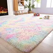 Soft Fluffy Rainbow Rugs for Girls Bedroom Shaggy Kids Playroom Home Decor Mat Colorful Plush Nursery Cute Fuzzy Carpet,A,183X275cm