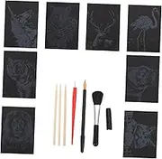 1 Set DIY Scratch Paper with Creative Tools Animal for Painting Cards for Family Fun and Hand Eye Coordination for Birthday and Holiday Activities