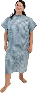 Careoutfit 3 Pack - Blue Hospital Gown with Back Tie/Hospital Patient Gown with Ties - One Size Fits All, Blue