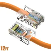 12FT Cat5e RJ45 Ethernet LAN Network Patch Cable UTP Non-Booted Copper Orange
