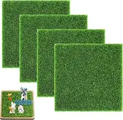 Pack of 4 Miniature Garden Artificial Grass Rug Artificial Moss 15 x 15 cm Artificial Grass Artificial Grass Artificial Lawn Mat Miniature Garden Decoration for Indoor and Outdoor Use Micro Landscape Patio
