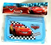 CARS LIGHTENING MCQUEEN BLUE BURNING UP THE TRACK TRI-FOLD WALLET-NEW W/ TAGS!