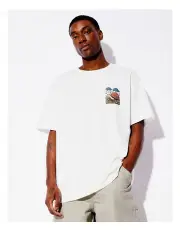 [Kenji] Snail Trail Puff Print Oversized Tee in White