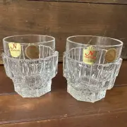 Nachtmann Bleikristall Crystal Whiskey Tumbler Glasses 2 Germany MCM Ice Vintage