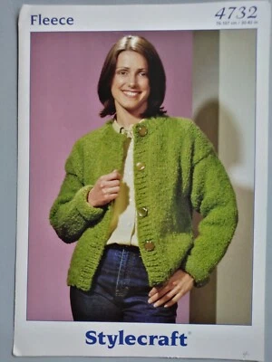 LADIES ROUND NECK JACKET, 76-107cm, 14ply - STYLECRAFT Knitting Pattern 4732