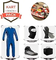 Go Kart Racing Suit CIK/FIA Level 2 Includes Suit,Gloves,Balaclava and Shoes free bag - blue with white Lining