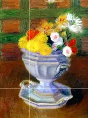 Art Flowers Ironstone Urn Mural Ceramic Backsplash Bath Tile #1830