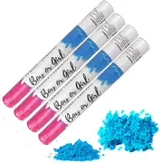 4pcs Confettified Holi Powder Smoke & Confetti Cannon Launcher Popper for Gender Reveal Party 45cm L Blue