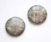 Metallic Black with Purple Green White Vintage Lucite Cabochons 30mm cab549D