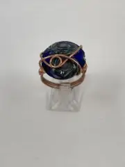 Handmade ~ Copper Wire Wrap ~ Glass Bead Ring ~ Size 8 #123