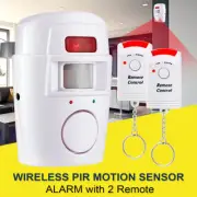 Wireless Pir Motion Sensor Alarm + 2 Remote Controls Shed Home Garage Carav LANN