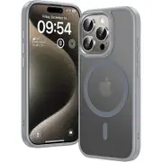 TAURI for iPhone 15 Pro Case 6.1" with Translucent Matte Back, Compatible with MagSafe, Military-Grade Protection, [Anti-Fingerprint] Shockproof Frosted Magnetic Phone Cover - Titanium