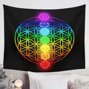 Colorful Hinduism Symbols Tapestry