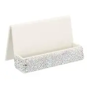 Business Card Holder for Desk, Rhinestone Business Card Holders, Silver