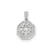 14k White Gold Real Diamond Octagon Pendant
