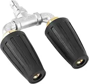 Rotating Dual Turbo Nozzle for Pressure Washer, Stainless Steel Multi-Function Power Washer Spray Nozzle, 4000PSI Power Rotating Spray Turbo Nozzle with 1/4" Quick Connect Pressure Washer Tips Black